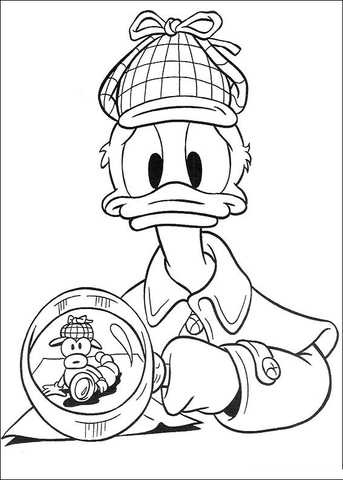 Donald Plays Sherlock Holmes Coloring Page